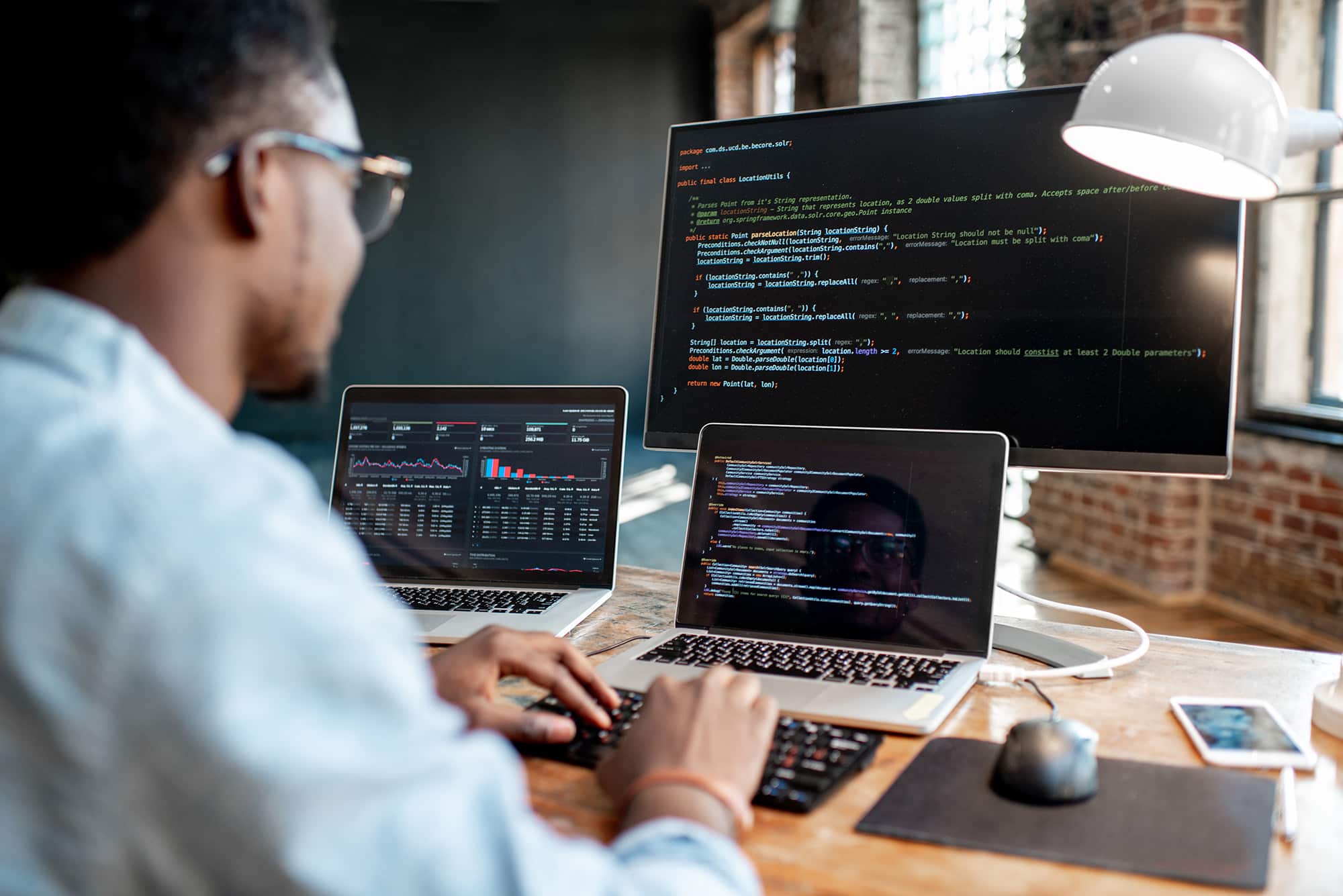 programmer working with program code